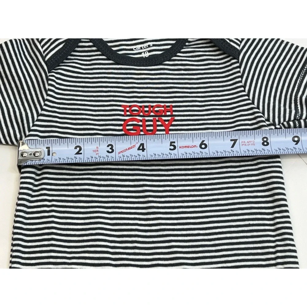 NWT Carter's Tough Guy Baby‎ Boy One piece Gray/White Stripe Size 18 Months